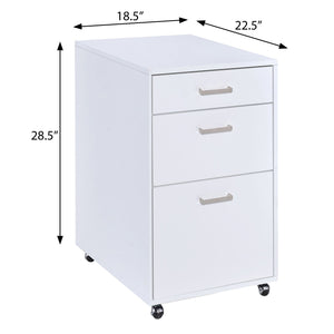 English Elm White High Gloss Contemporary 3-Drawer File Cabinet on Casters — Sleek Space-Saving Office Storage, Durable Finish B062P185691