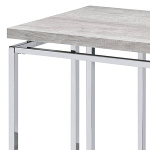 English Elm Modern Minimalist End Table with White Wood Top and Gold-Finish Metal Legs for Chic Living Spaces Chrome,Oak 21.5 L x 52.5 W x 7 H B2741P337715