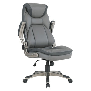 OSP Home Furnishings Exec Bonded Leather Office Chair with Lumbar Support Padded Arms and Ergonomic Tilt ECH17057-EC42