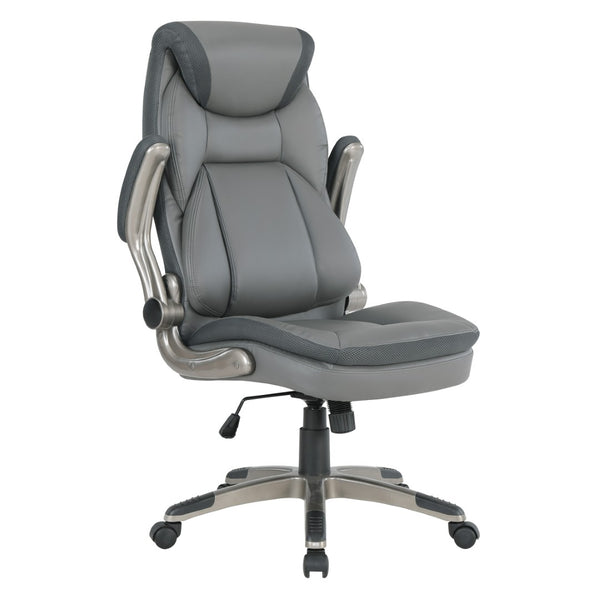 OSP Home Furnishings Exec Bonded Leather Office Chair with Lumbar Support Padded Arms and Ergonomic Tilt ECH17057-EC42