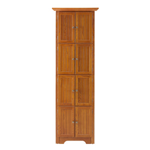 English Elm 4-Tier Corner 8-Door Cabinet with 4 Shelves — Space-Saving Farmhouse Storage for Kitchen Living Room Office Oak W2275P269083