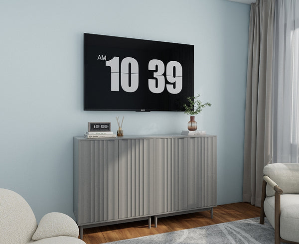 English Elm Modern Kitchen Storage Cabinet Antique Grey Engineered Wood with Versatile Shelving, Durable Design, Space-Saving Elegance W2139P306373