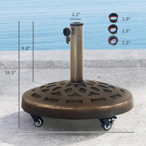 English Elm Umbrella Stand Resin Concrete Base with Lotus Relief Bronze Finish for Patio Decks T3971P427472