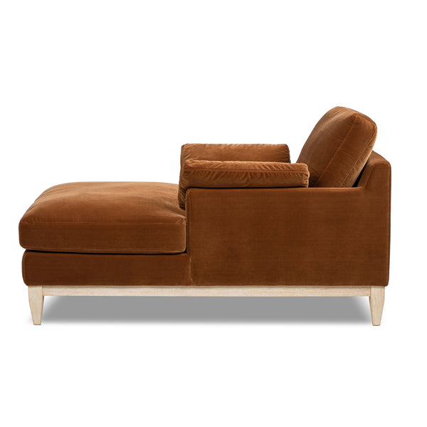 English Elm Jennifer Taylor Home - Pasadena Modern Farmhouse Chaise Lounge Chair - Cozy Burnt Orange Velvet, Eco-Friendly & Stylish B2719P385738