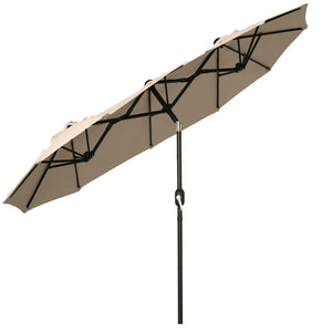 English Elm Outsunny 9.5' Double-Sided Patio Umbrella With Tilt Function, Crank, And Air Vents For Outdoor Comfort W2225P200476-GIGA