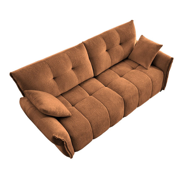 English Elm Premium Chenille Two Seater Sofa Tufted Arms Ergonomic Foam Living Room Lounge Burnt Orange W714S01659