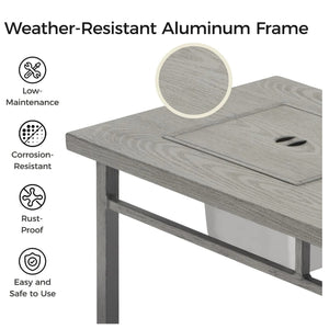 English Elm 47" Outdoor Aluminum Fire Pit Table 50000 Btu Propane with Ice Bucket Station Gray B082P454967