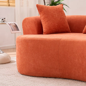 English Elm Crescent-shaped Cloud Sofa Three Seat Low Profile Chenille Living Room Curved Couch Orange W2012P375738