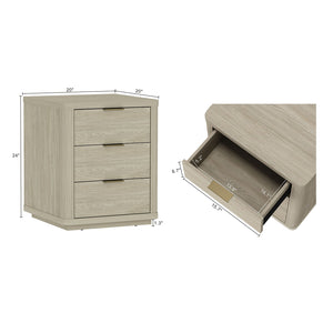 English Elm Evelyn 20" Nightstand: Modern 3-Drawer Design In Natural Finish For Stylish Bedroom Storage Solutions B365P398517