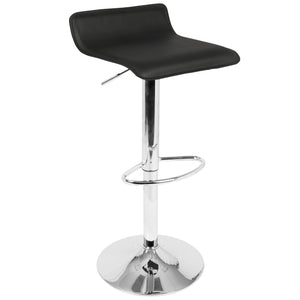 English Elm Squarecontemporary Chrome Metal Bar Set with Black Faux Leather Stools for Kitchen B202S01471