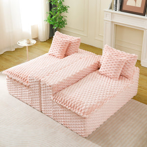 English Elm Luxury Turtle Velvet Multifunctional Sofa - Convertible 4-Seat Modular Design, Plush Sponge Comfort W3371S00031