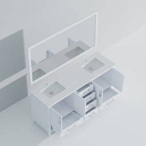 English Elm White Double Bath Vanity Set With White Quartz Top & 70 In. Mirror - Elegant Storage & Style! B2731S00704-GIGA