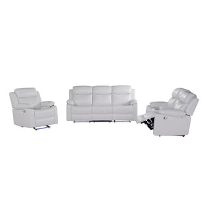 English Elm Blanche White Upholstered Glider Recliner with LED Light, Pillow Arms, Medium-Firm Seat, Manual Recline B201P391844