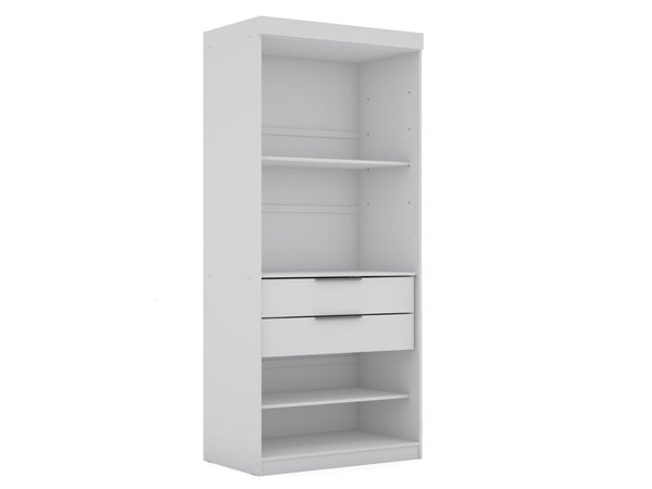 English Elm Mulberry 36" Wardrobe Closet with Adjustable Shelves, Sleek Aluminum Handles, Space-Saving Design White B365S00004