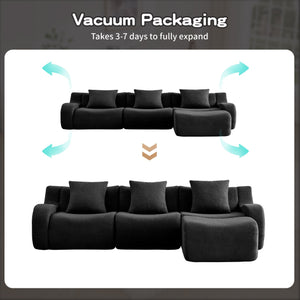 English Elm Boneless 3-Seat Modular Sofa In Plush Teddy Fabric, Ergonomic Curved Armrests, No Assembly Needed! W714S01459