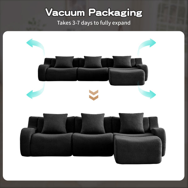 English Elm Boneless 3-Seat Modular Sofa In Plush Teddy Fabric, Ergonomic Curved Armrests, No Assembly Needed! W714S01459