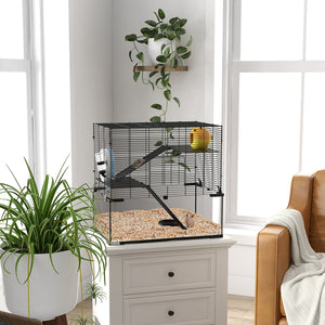 English Elm PawHut Multifunctional Hidden Litter Box TV Stand for Two Cats with Double Doors, Sand Pad, Vents Black W2225P217535