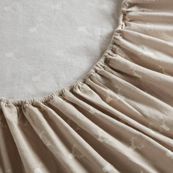 English Elm 4 Pieces Twin 100% Cotton Flannel Sheet Set With Stag Head Print - Cozy, Warm & Stylish Bedding B035P381351