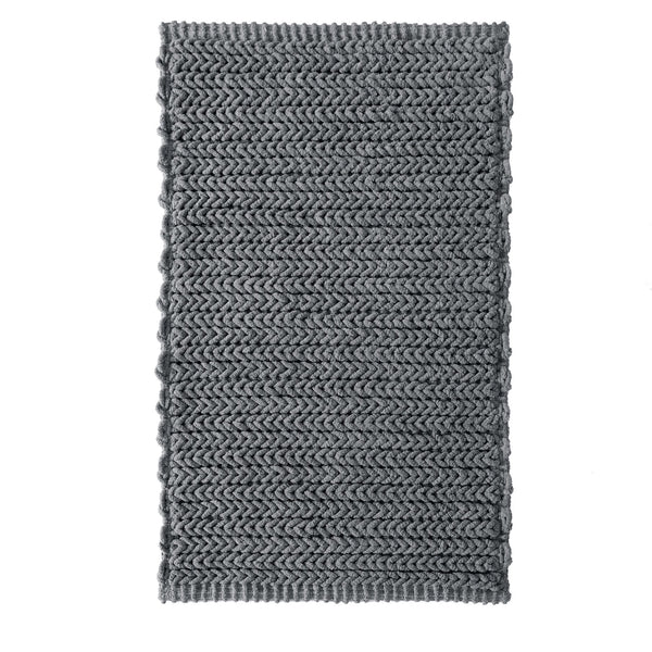 JLA Home Madison Park - 100% Cotton chenille chain-stitch bath rug — plush, quick-dry, OEKO-TEX certified, non-skid backing Charcoal MP72-5831