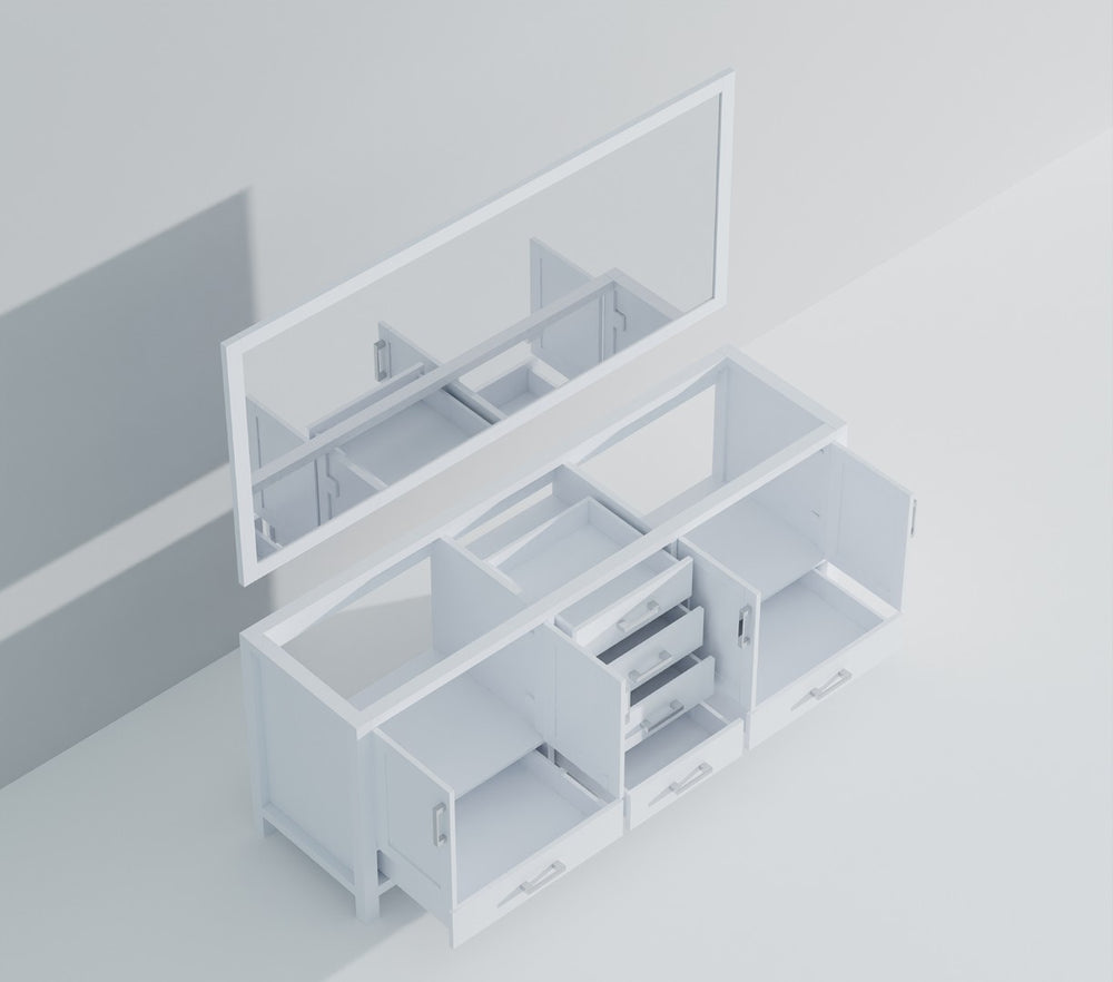 English Elm White Double Bath Vanity Set With Mirrors - 84" Wide Elegant Storage Solution For Modern Bathrooms B2731S00563-GIGA