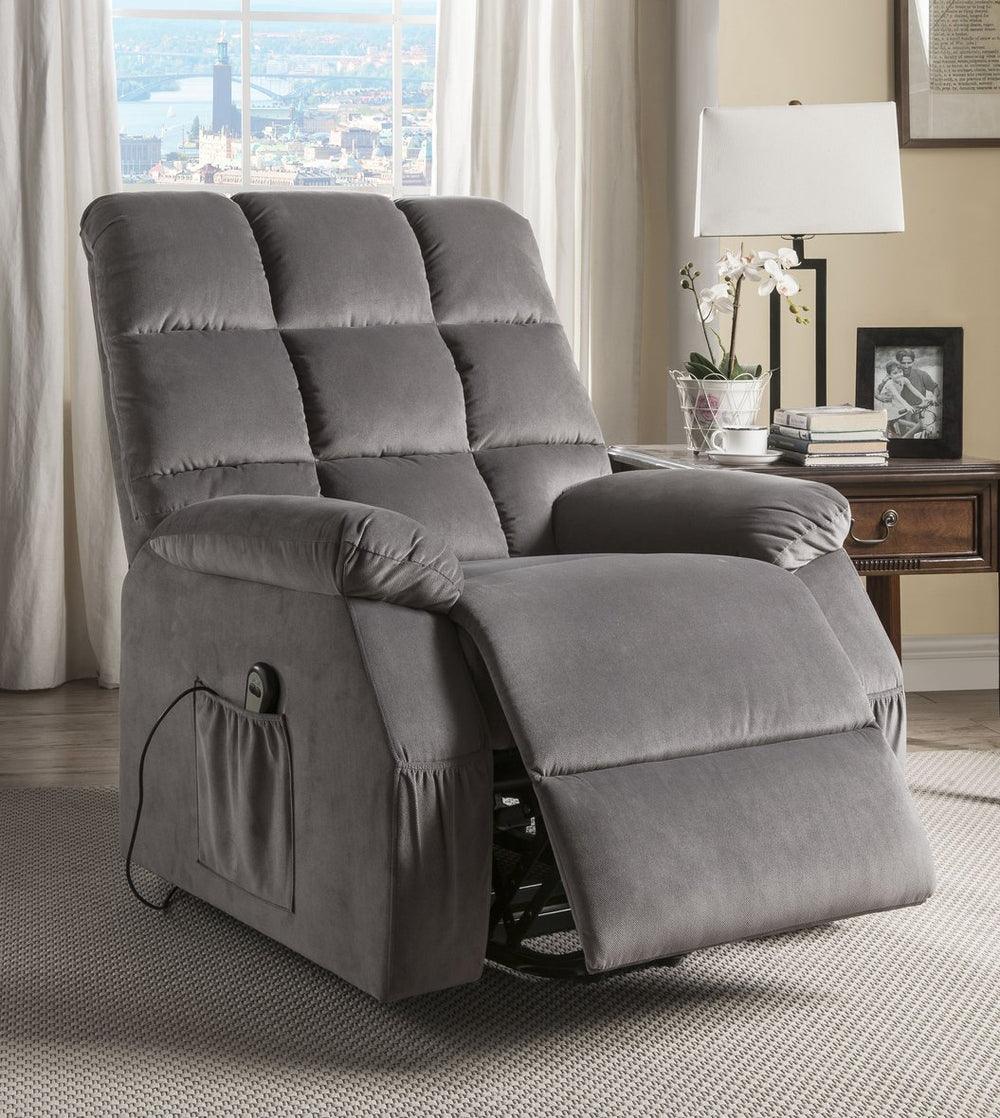 English Elm Grey Power Lift Recliner With Massage, Heat & Plush Velvet Comfort For Relaxation & Recovery B062P215442