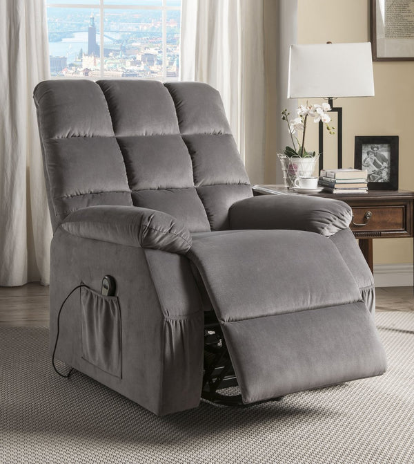 English Elm Grey Power Lift Recliner With Massage, Heat & Plush Velvet Comfort For Relaxation & Recovery B062P215442