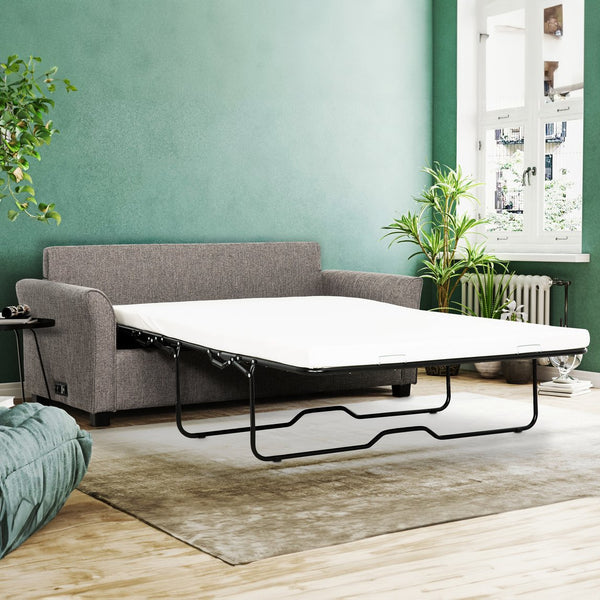 English Elm Convertible Dark Grey 73" Sleeper Sofa with USB Ports, Modern Full-Size Sofa Bed, Pocket Coil Comfort B2741P284438