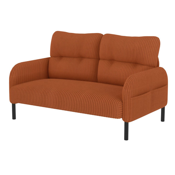 English Elm UNITED Corduroy Double Sofa with Ergonomic Support, High-Rebound Springs, Side Pockets, 500lb Capacity Orange W1568P307268