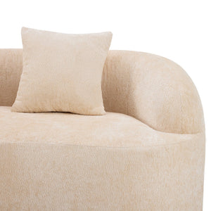 English Elm Beige Curved Loveseat Sofa with Round Arms, 2 Pillows, Foam+Spring Comfort, No Assembly, Compact Stylish Seating W3612P348747