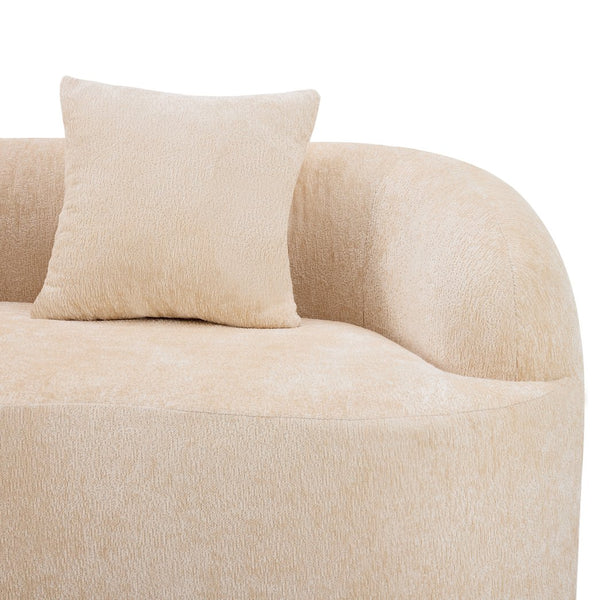 English Elm Beige Curved Loveseat Sofa with Round Arms, 2 Pillows, Foam+Spring Comfort, No Assembly, Compact Stylish Seating W3612P348747