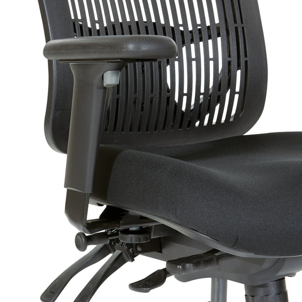OSP Home Furnishings Contoured Plastic Back Manager Chair with Lumbar Support Foam Seat and Chrome Base 97898CBK-30