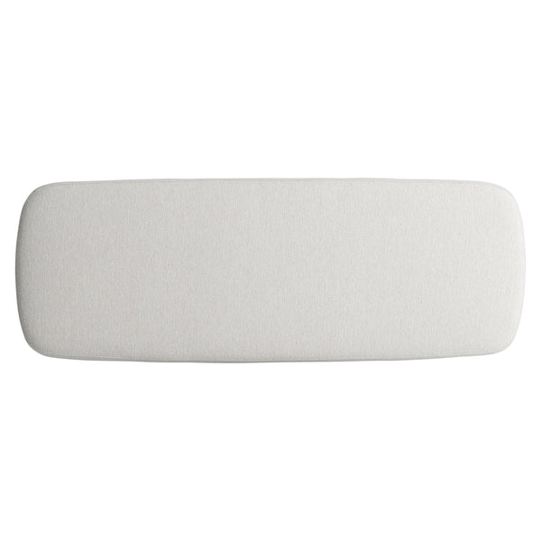 Bernhardt Bernhardt Sereno Bench With Rounded Upholstered Seat, Lutra Wood-Grain Cast-Resin Panels, Nickel Stretcher 329508