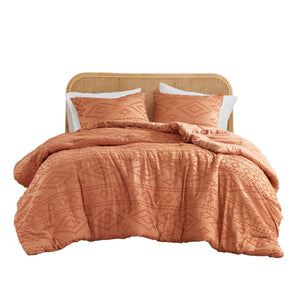 JLA Home 510 Design - Comforter Tufted Boho Mini Set with Brushed Microfiber Reverse, OEKO‑TEX Certified, Lightweight Cozy Layer Terracotta AM10-0551