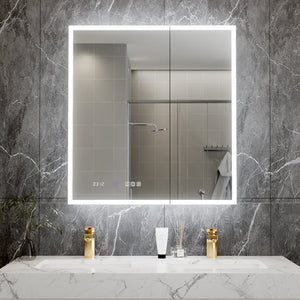 English Elm 30*32 Inch Led Medicine Cabinet with Anti-fog Gfci Outlet and Stepless Dimming Mirror W637P349459