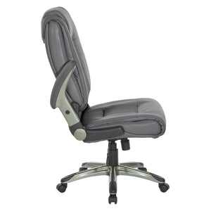 OSP Home Furnishings Exec Bonded Leather Office Chair with Lumbar Support Flip Arms and Pneumatic Height Adjust ECH52607-EC42