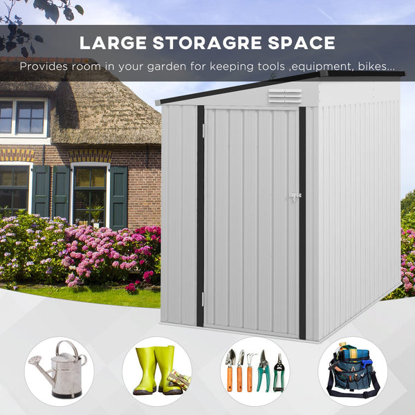 English Elm Outsunny Lean to Galvanized Steel Outdoor Storage Shed with Lockable Door and Air Vents W2225P229424
