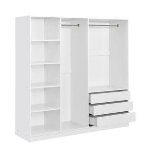 English Elm Doorless Open Wardrobe with 6 Compartments and 3 Drawers, Modern Space-Saving Storage for Bedroom White N820S00036K