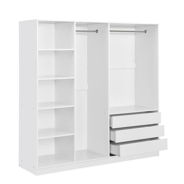 English Elm Doorless Open Wardrobe with 6 Compartments and 3 Drawers, Modern Space-Saving Storage for Bedroom White N820S00036K