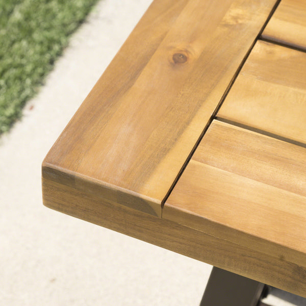 English Elm Christopher Knight Home® - Acacia Wood Outdoor Dining Bench Teak & Black — 63" Slat-Top Patio Seating, Durable Metal Frame N779P251403T