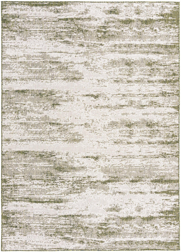 Unique Loom Outdoor Modern Cartago Machine Made Abstract Rug Green, Ivory 7' 10" x 11' 0"