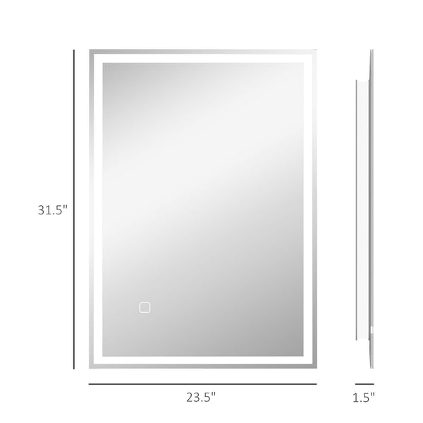 English Elm HOMCOM LED Bathroom Mirror 31.5"x23.5" Touch Dimmable, 3 Color Temps, Memory, IP44 Waterproof W2225P173993