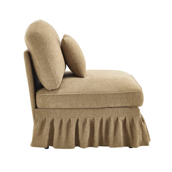 English Elm Armless Chenille Sofa Sculptural Spindle Legs Silver Thread Upholstery Living Room Light Coffee W3041P332623