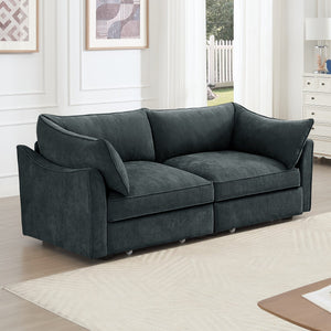 English Elm 2 Seater Sofa With Hidden Storage, Crescent Armrests, Durable Chenille - Perfect For Small Spaces! W3041S00192