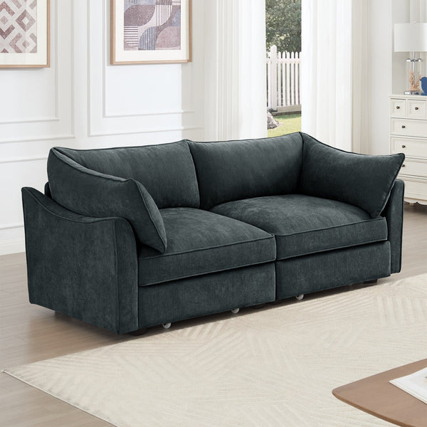 English Elm 2 Seater Sofa With Hidden Storage, Crescent Armrests, Durable Chenille - Perfect For Small Spaces! W3041S00192