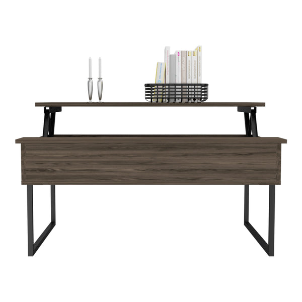 English Elm Fairfield Lift Top Coffee Table with Concealed Storage, Black & Walnut Finish, Spacious 40.9" Surface B128P148709