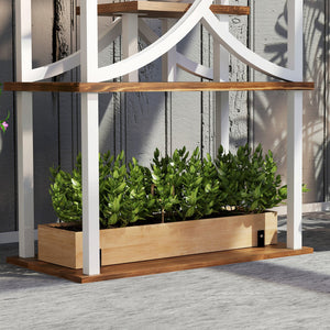 English Elm Outsunny 8 Tier S Shaped Fir Wood Plant Stand Carbonized Steel Frame Corner Shelf W2225P485567