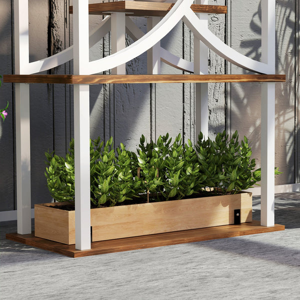English Elm Outsunny 8 Tier S Shaped Fir Wood Plant Stand Carbonized Steel Frame Corner Shelf W2225P485567