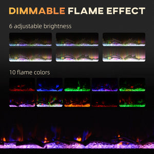 English Elm HOMCOM 50" Electric Fireplace Wall/Recessed with Remote, 1500W Heater, 10 Flame Colors, Timer W2225P249835