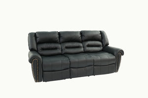 English Elm Plush Power Reclining Sofa Bonded Leather with Usb Charging Nailhead Trim 3 Seat B011P467626
