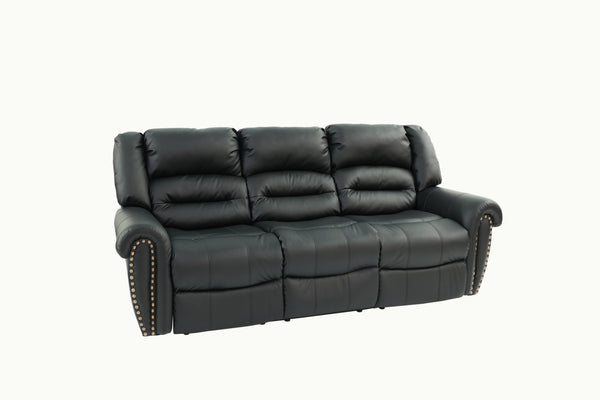 English Elm Plush Power Reclining Sofa Bonded Leather with Usb Charging Nailhead Trim 3 Seat B011P467626